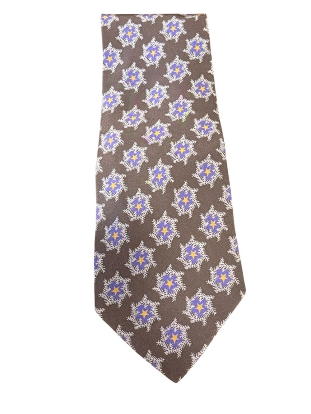 Giorgio Armani Cravatte Silk Tie Charcoal Snowflake Star Novelty Print Vintage